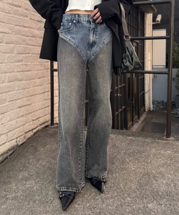 mline(エムライン) [mline]ハイレイヤードデニム