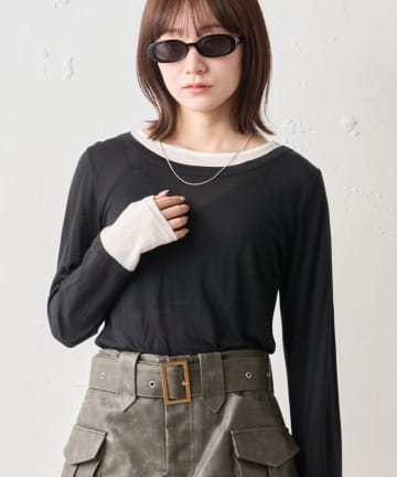 mline(エムライン) [mline]シアーレイヤード カットソー