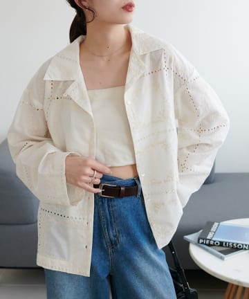 DISCOAT(ディスコート) 【India】総刺繍オープンカラーシャツ