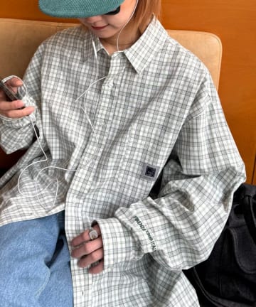 CIAOPANIC TYPY(チャオパニックティピー) 【PATTIPATTI】ユニセックス/ビックシルエットロゴ刺繍チェックシャツ