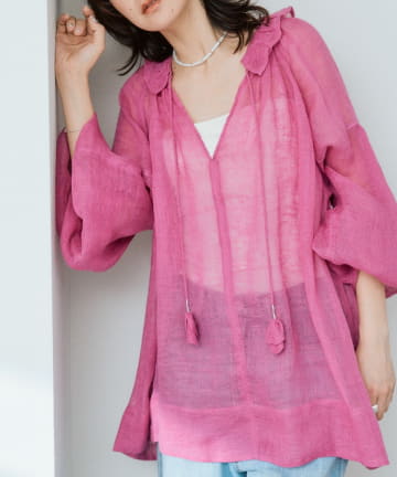 RIVE DROITE(リヴドロワ) 予約【à Nice （ア ・ニース）】リネンギャザーブラウス/6月中旬お届け予定