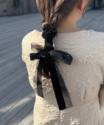 Lattice(ラティス) 【1/1 11:00～販売開始】【keeco企画】ベロアロングリボンシュシュ