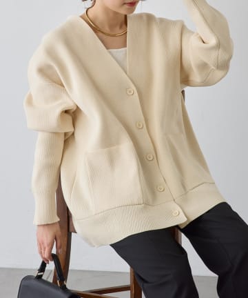 PUAL CE CIN(ピュアルセシン) 【WEB限定/Du noir】スポンディッシュBIG Vネックカーディガン