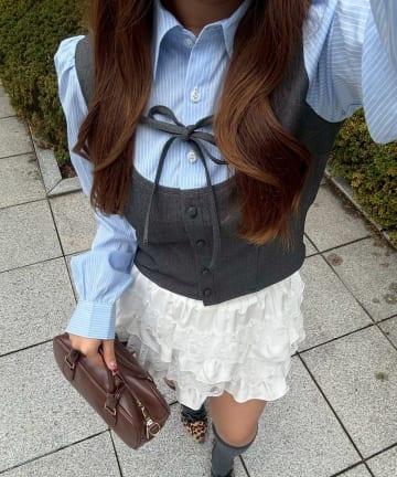 NICE CLAUP / OLIVE des OLIVE OUTLET(ナイスクラップ  / オリーブ デ オリーブ アウトレット) 【continuer】【SETUP】ドッキングリボンブラウス