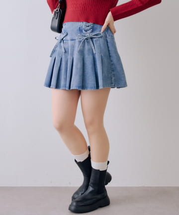 Remind me and forever(リマインドミーアンドフォーエバー) 【SETUP】レースUPミニプリーツスカート