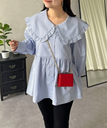 prose verse(プロズヴェール) フリルビッグカラーペプラムブラウス