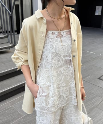 DOUDOU(ドゥドゥ) 【セットアップ可能】メッシュレースキャミ