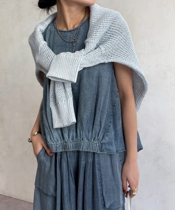 DOUDOU(ドゥドゥ) 【WEB限定/セットアップ対応】リヨセルデニムタンクブラウス