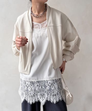 DOUDOU(ドゥドゥ) 【WEB限定】袖タックチュール切替ブルゾン