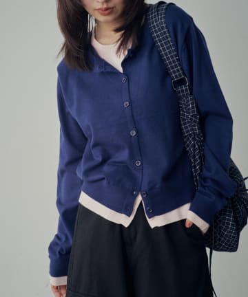 -goocy-(グーシー) 【SNSでバズった！】レイヤードライク配色カーディガン