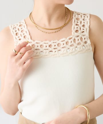 COLLAGE GALLARDAGALANTE(コラージュ ガリャルダガランテ) 【着回し抜群】レーストリムニットキャミ