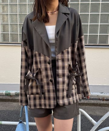 CIAOPANIC(チャオパニック) リボン付き切替テーラードジャケット