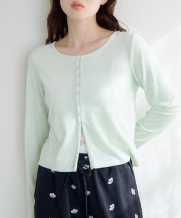 Kastane(カスタネ) カットベロアボタンカーディガン