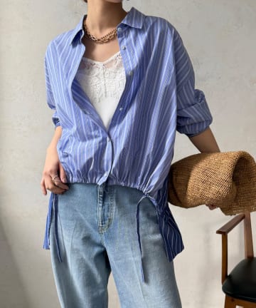 DOUDOU(ドゥドゥ) 【WEB限定】クレイジーパターンストライプシャツ