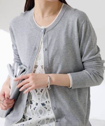 COLLAGE GALLARDAGALANTE(コラージュ ガリャルダガランテ) 【着映えカーディガン】レイヤード風クルーネックカーディガン