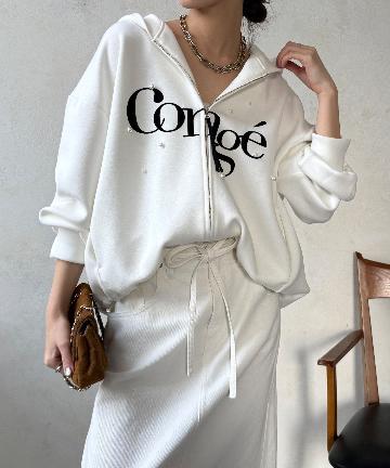 DOUDOU(ドゥドゥ) 【WEB限定】パール＋ロゴジップパーカー