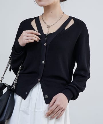 Lui's(ルイス) 襟デザインVカーディガン