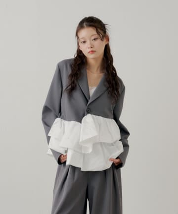 Chico(チコ) 【SALON by Chico】パールペプラムドッキングジャケット