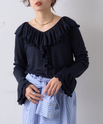 CIAOPANIC TYPY(チャオパニックティピー) ≪26SS展示会アイテム≫【willow】シアーリブラッフルトップス