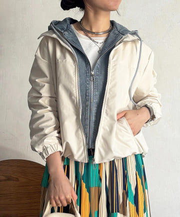 Croisiere(クロジエール) デニムパーカーレイヤード風ブルゾン