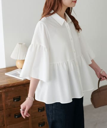 DISCOAT(ディスコート) 【WEB限定】袖フレアティアードシャツ