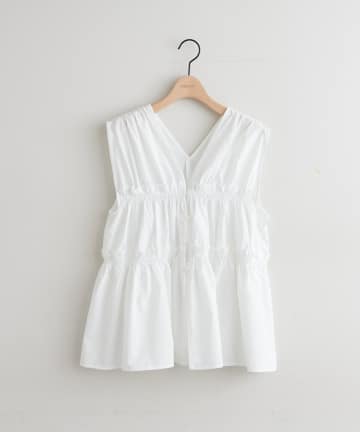 DISCOAT(ディスコート) 【SS先行予約/WEB限定】シャーリングノースリブラウス