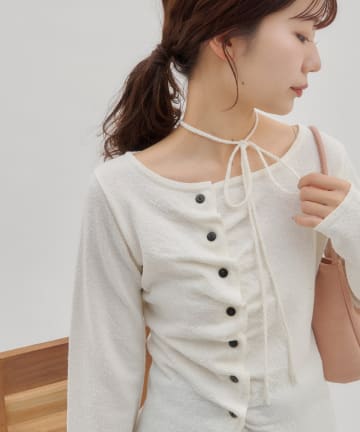 DISCOAT(ディスコート) 【SS先行予約/umm．】チョーカー付きドレープデザインカーデ