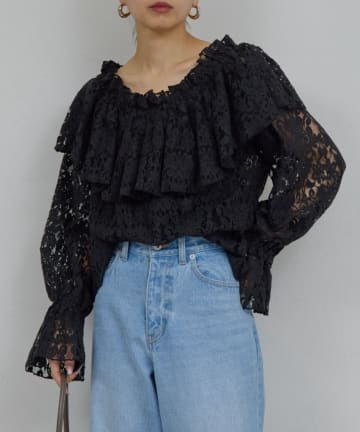 GALLARDAGALANTE(ガリャルダガランテ) オフショルレースブラウス