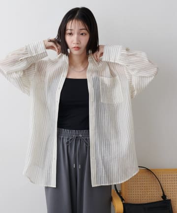 DISCOAT(ディスコート) 【WEB限定】シアーストライプシャツ