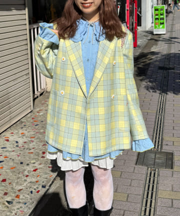 CIAOPANIC TYPY(チャオパニックティピー) 【HELLO.SANFRANCISCO/ハローサンフランシスコ】フラワー釦チェックオーバージャケット