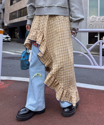 CIAOPANIC TYPY(チャオパニックティピー) 【HELLO.SANFRANCISCO/ハローサンフランシスコ】アシメフリルチェックスカート