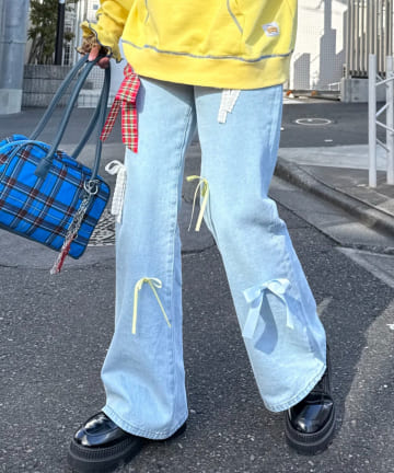 CIAOPANIC TYPY(チャオパニックティピー) 【HELLO.SANFRANCISCO/ハローサンフランシスコ】カラフルリボンフレアデニム