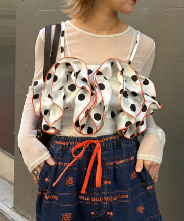 CIAOPANIC TYPY(チャオパニックティピー) 【HELLO.SANFRANCISCO/ハローサンフランシスコ】ドット柄フリルビスチェ