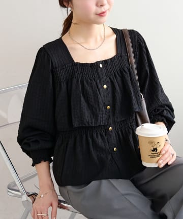 DISCOAT(ディスコート) 【WEB限定】ティアードスクエアネックプルオーバー