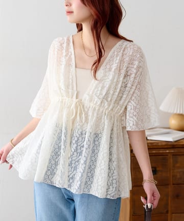 DISCOAT(ディスコート) 【WEB限定】レース前開きブラウス