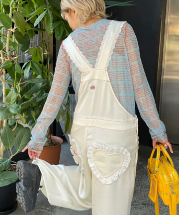 CIAOPANIC(チャオパニック) 【HELLO.SANFRANCISCO/ハローサンフランシスコ】レースサテンオーバーオール