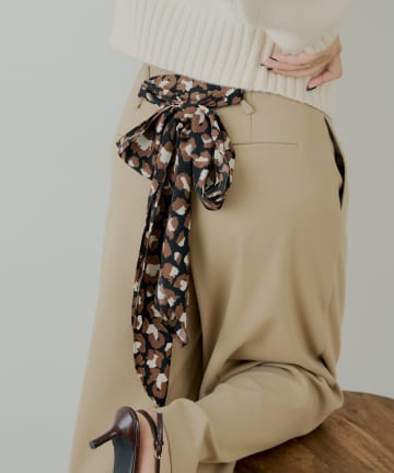 OUTLET(アウトレット) 【Chico】スカーフベルト付きダブルタックウールスラックス