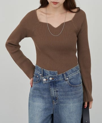 OUTLET(アウトレット) 【SHENERY】デコルテデザインネックニット