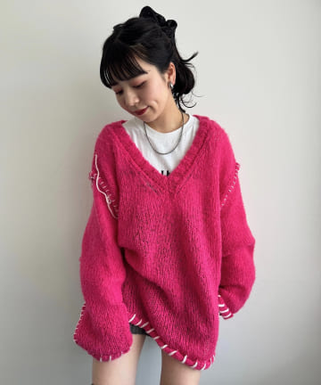 OUTLET(アウトレット) 【Kastane】ブラインドステッチニット