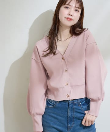 natural couture(ナチュラルクチュール) プチプラハトメバー釦カーデ