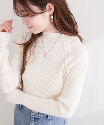 natural couture(ナチュラルクチュール) 斜めボタンプチハイリブニット