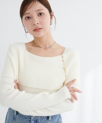 natural couture(ナチュラルクチュール) オフショルデザインニット