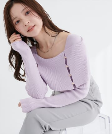 natural couture(ナチュラルクチュール) オフショルデザインニット