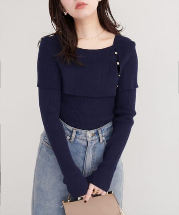 natural couture(ナチュラルクチュール) オフショルデザインニット