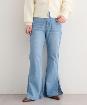 Kastane(カスタネ) 【3サイズ展開/低身長サイズ/高身長サイズ/セットアップ対応】B サイドスリットフレアデニム
