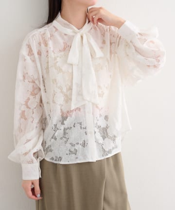 Kastane(カスタネ) B レースボウタイブラウス