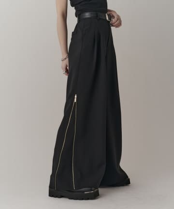 Lui's(ルイス) 【mi-企画】サイドZIPワイドフレアパンツ