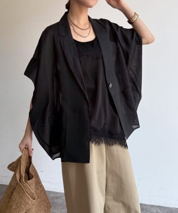 DOUDOU(ドゥドゥ) 【WEB限定】コットンシアータックジャケット