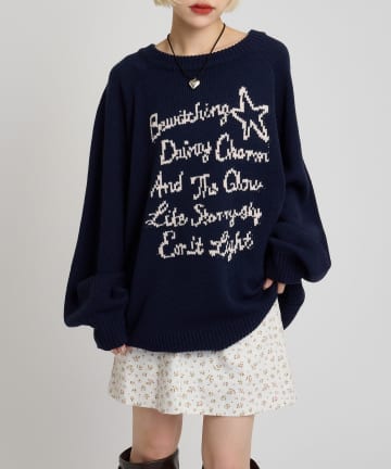 w closet(ダブルクローゼット) メッセージニット