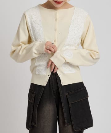 w closet(ダブルクローゼット) レースカーディガン